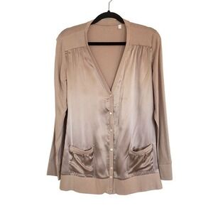 Chicos silk cardigan knit size‎ 2 Beige neutral